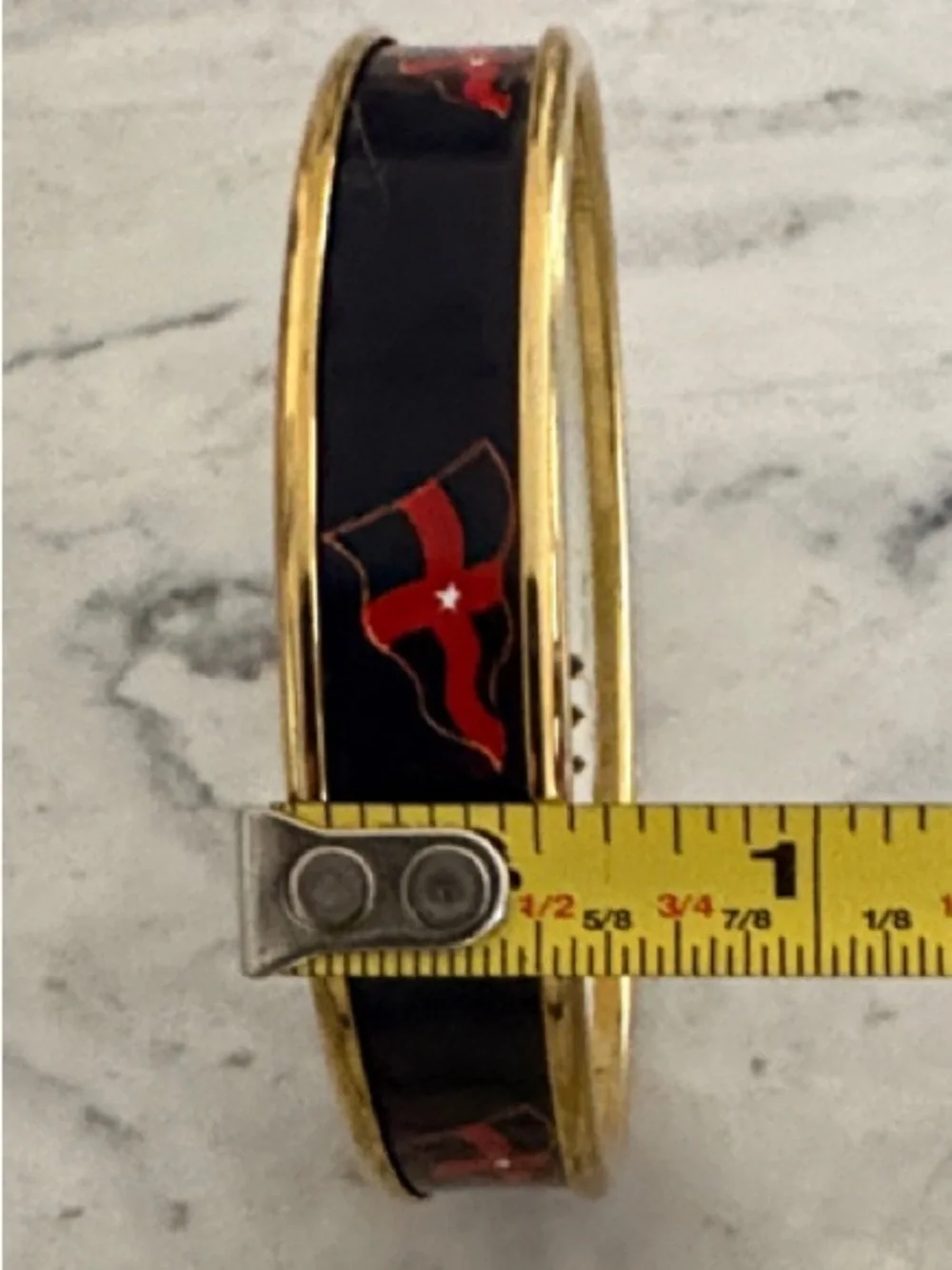New York Yacht Club x Halcyon Days Navy Enamel Bangle w/NYYC Nautical Flag Motif